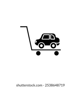 Empujando el icono del coche línea plana conjunto de símbolos.