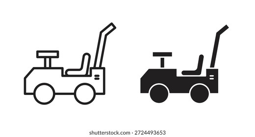 Empujando la ilustración del icono del coche, Vector delgado de la línea, signo del Diseño web,