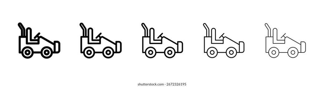 Empujando el icono del coche para el concepto móvil y el Diseño web.