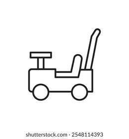 Empujando el icono del coche Esquema establecido en color blanco y negro