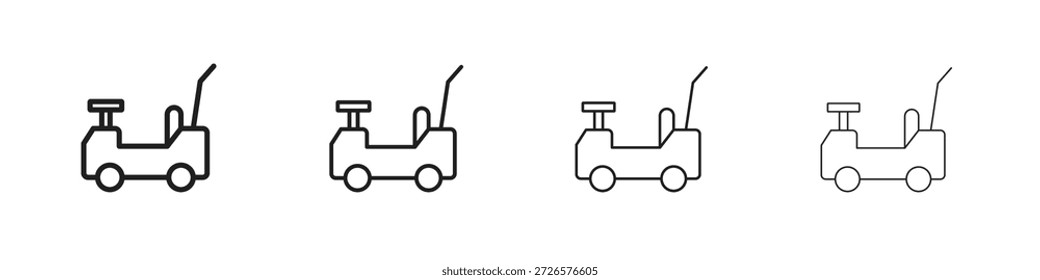 Empujando el icono del coche conjunto Vector eps10. ilustración, Plantilla del pictograma del símbolo de la muestra del logotipo