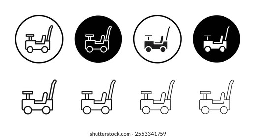 Pushing car icon Thin line vector illustration set