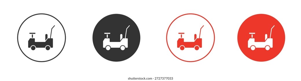 Empujando el icono del coche para ui o ux aislado en blanco para el App móvil, editable