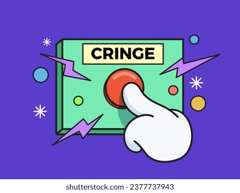 pushing the cringe button. Isolated Vector Illustration