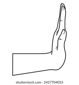 Pushing hand in outline and vector format.