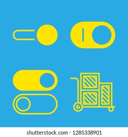 pushing icons set with switch and cart with boxes vector set