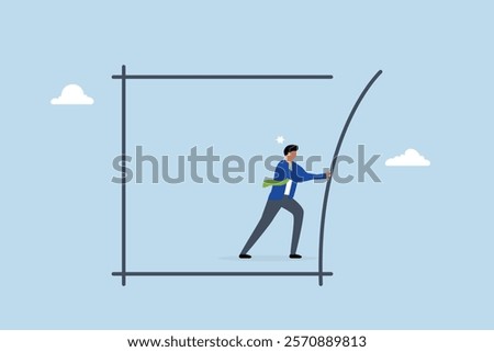 Pushing limits challenge yourself to overcome boundary, entrepreneur striving to push beyond limits. 