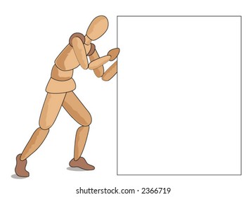 Pushing Mannequin - Space for text or message - Vector