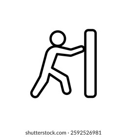 pushing person icon, simple flat style, illustration, logo sign symbol pictogram template, for ui or ux isolated on white for mobile app, editable
