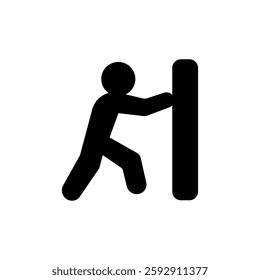 pushing person icon, simple flat style, illustration, logo sign symbol pictogram template, for ui or ux isolated on white for mobile app, editable