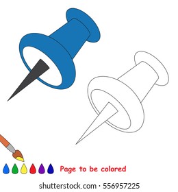 Pushpin to be colored, the coloring book for preschool kids with easy kid educational gaming and primary education of simple game level.