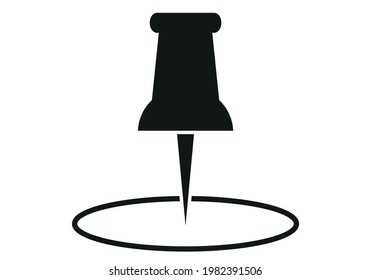 Pushpin black icon on white background.