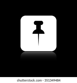 Pushpin - black vector icon on the white button