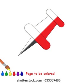 Pushpin, the coloring book to educate preschool kids with easy gaming level, the kid educational game to color the colorless half by sample.