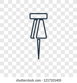 Pushpin concept vector linear icon isolated on transparent background, Pushpin concept transparency concept in outline style
