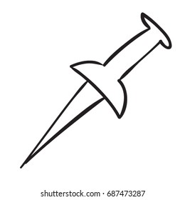 Pushpin doodle. Back to school elementary study symbol