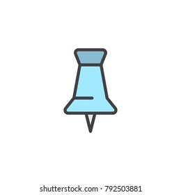 Pushpin filled outline icon, line vector sign, linear colorful pictogram isolated on white. Thumbtack symbol, logo illustration. Pixel perfect vector graphics