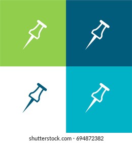 Pushpin green and blue material color minimal icon or logo design