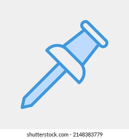 Pushpin icon in blue style, use for website mobile app presentation