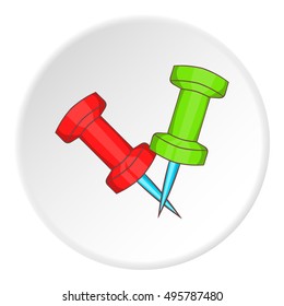 Pushpin icon. Cartoon illustration of pushpin vector icon for web