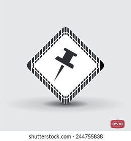 Pushpin Icon. Flat design style. Made in vector