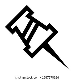 pushpin icon isolated sign symbol vector illustration - high quality black style vector icons