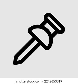 Icono de Pushpin en el estilo de línea sobre la interfaz de usuario, uso para presentación de aplicaciones móviles del sitio web