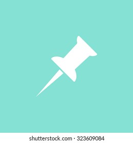 Pushpin  icon on green background. Vector illustration.