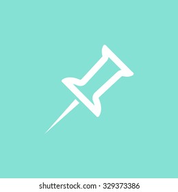 Pushpin  icon  on green background. Vector illustration.
