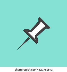 Pushpin  icon  on green background. Vector illustration.