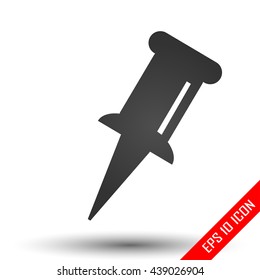 Pushpin icon. Pushpin sign. Simple flat logo of pushpin on white background. Vector illustration.