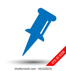 Pushpin icon. Pushpin sign. Simple flat logo of pushpin on white background. Vector illustration.