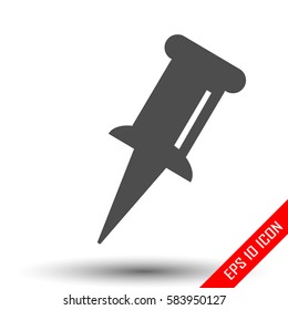 Pushpin icon. Pushpin sign. Simple flat logo of pushpin on white background. Vector illustration.