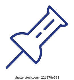 Icono de Pushpin. Línea Delgada Con Diseño De Relleno Azul. Ilustración vectorial