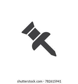 Pushpin icon vector, filled flat sign, solid pictogram isolated on white. drawing pin symbol, logo illustration.