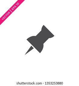 Pushpin Icon, Vector in Glyph Style