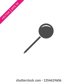 Pushpin Icon, Vector in Glyph Style