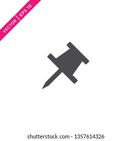 Pushpin Icon, Vector in  Glyph Style