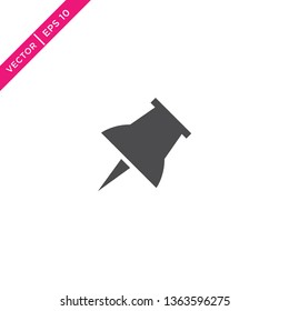 Pushpin Icon, Vector in Glyph Style