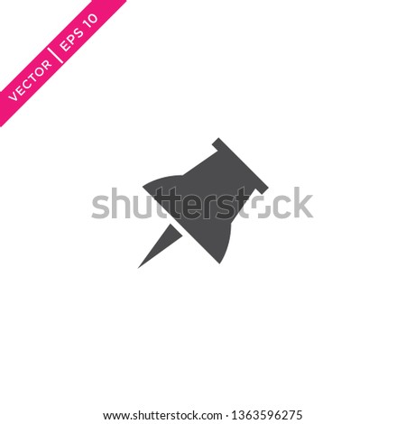 Pushpin Icon, Vector in Glyph Style