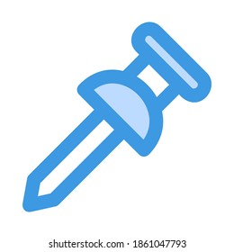 Pushpin icon vector illustration in blue style for any projects, use for website mobile app presentation