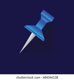 Pushpin - icon. Vector illustration. Colorful. on blue background. design