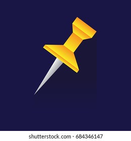 Pushpin - icon. Vector illustration. Colorful. on blue background. design