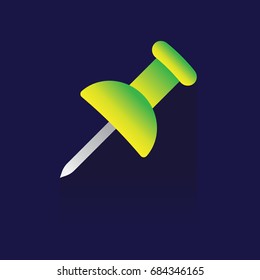 Pushpin - icon. Vector illustration. Colorful. on blue background. design