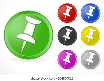 Pushpin icons - Attach, Mark, Office concept