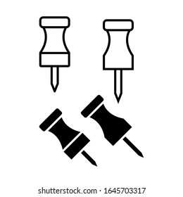 Iconos de Pushpin vectorial sobre fondo blanco