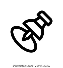 pushpin line icon. Clean and minimalist vector icon for websites, mobile apps, presentations, and logos. Fully scalable and customizable for any project.