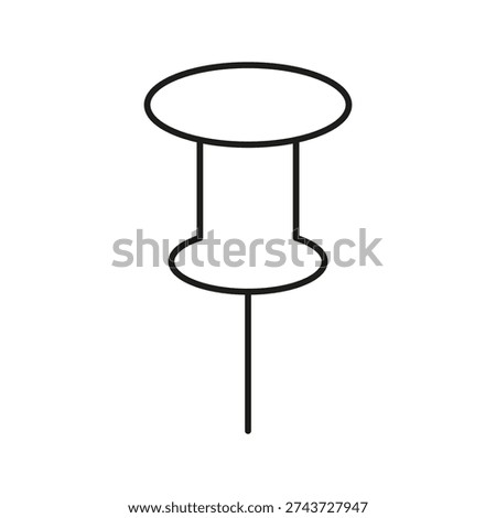 Pushpin Line Icon. Office Supply, Bulletin Board, And Reminder Tool Outline Symbol. Stationery And Organization Concept. Editable Stroke. Isolated Vector Illustration.