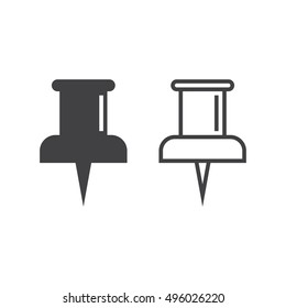 pushpin line icon, Pin outline and filled vector sign, linear and full pictogram isolated on white, logo illustration