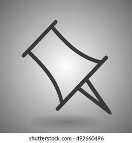 Pushpin line icon for web, mobile and infographics. Vector dark grey icon isolated on light grey background